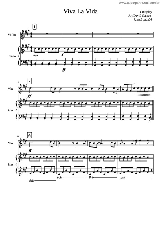 Partitura da música Viva La Vida Mera