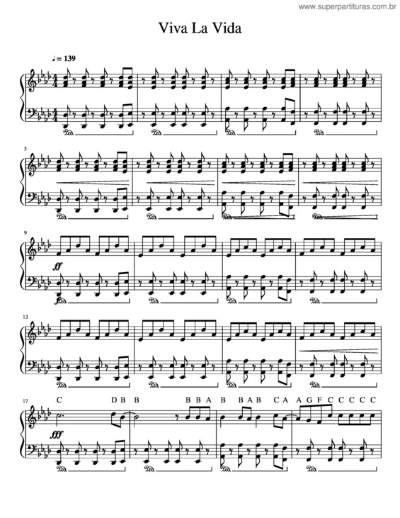 Partitura da música Viva La Vida Piano v.2