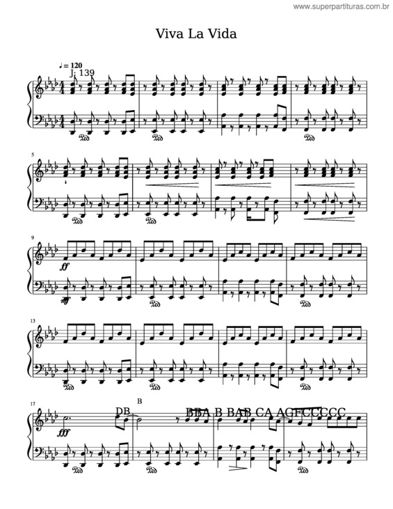 Partitura da música Viva La Vida Piano v.3