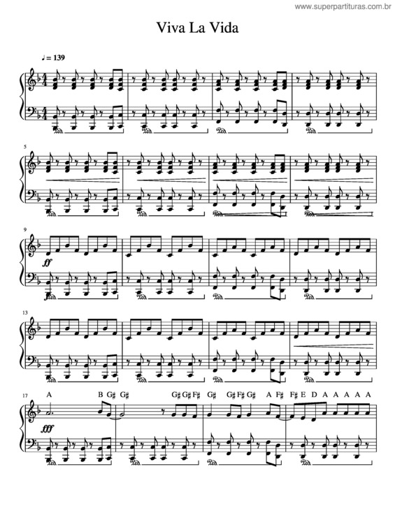 Partitura da música Viva La Vida Piano