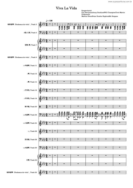 Partitura da música Viva La Vida v.110