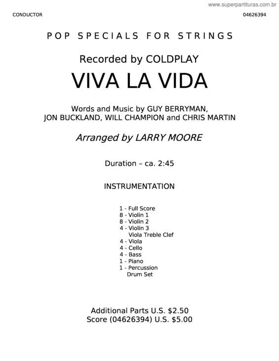 Partitura da música Viva La Vida v.111