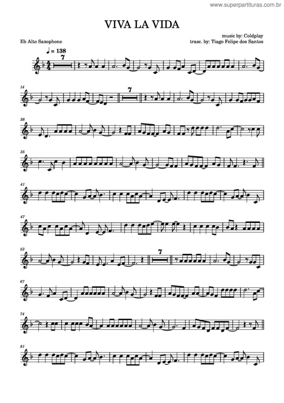 Partitura da música Viva La Vida v.26