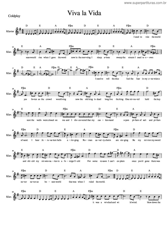 Partitura da música Viva La Vida v.47