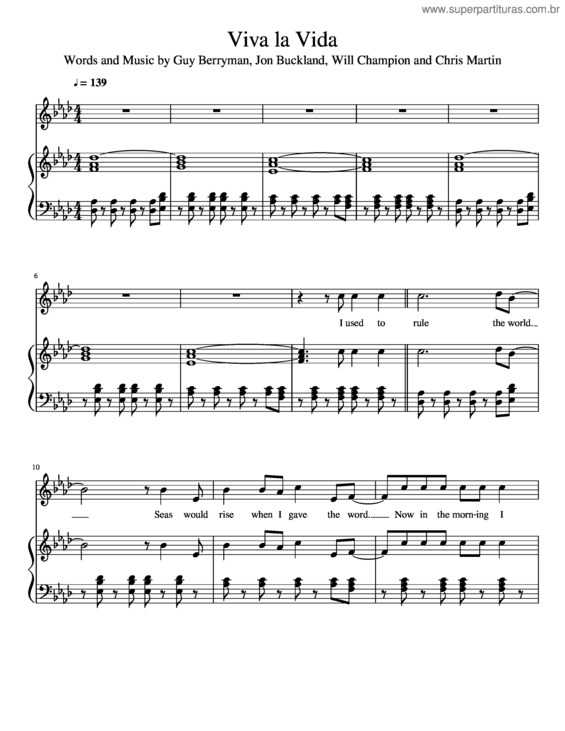 Partitura da música Viva La Vida v.49