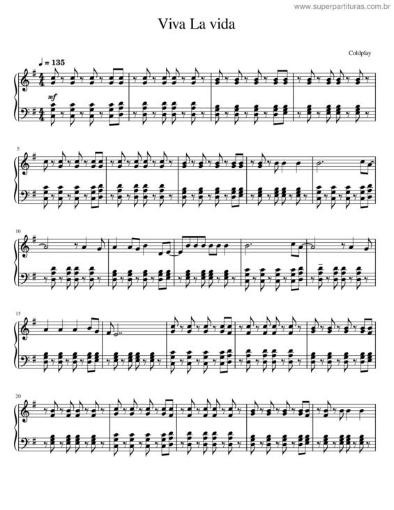 Partitura da música Viva La Vida v.62