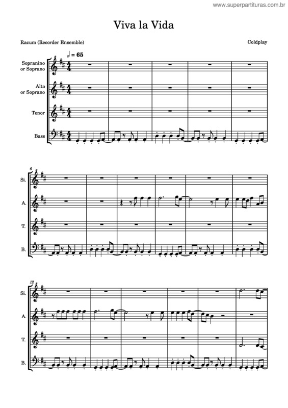 Partitura da música Viva La Vida v.66