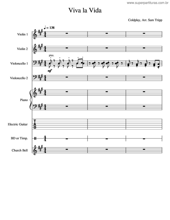 Partitura da música Viva La Vida v.70