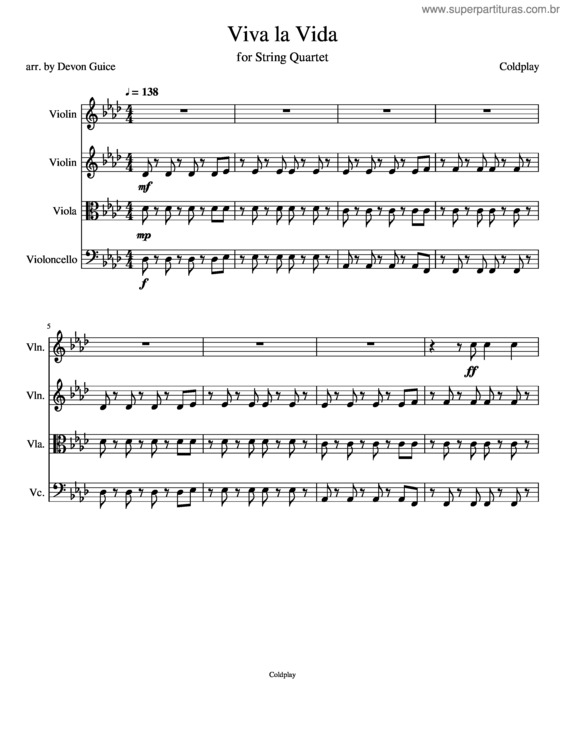 Partitura da música Viva La Vida v.74