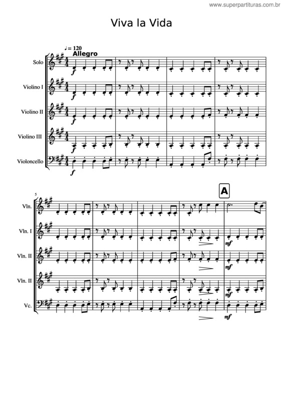 Partitura da música Viva La Vida v.75