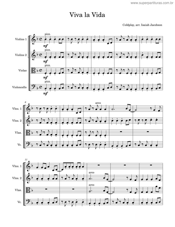 Partitura da música Viva La Vida v.85