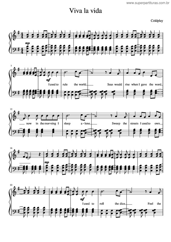 Partitura da música Viva La Vida v.91