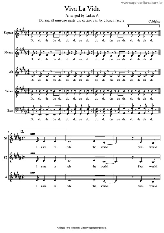 Partitura da música Viva La Vida v.95