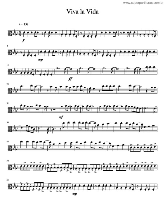 Partitura da música Viva La Vida Viola 1