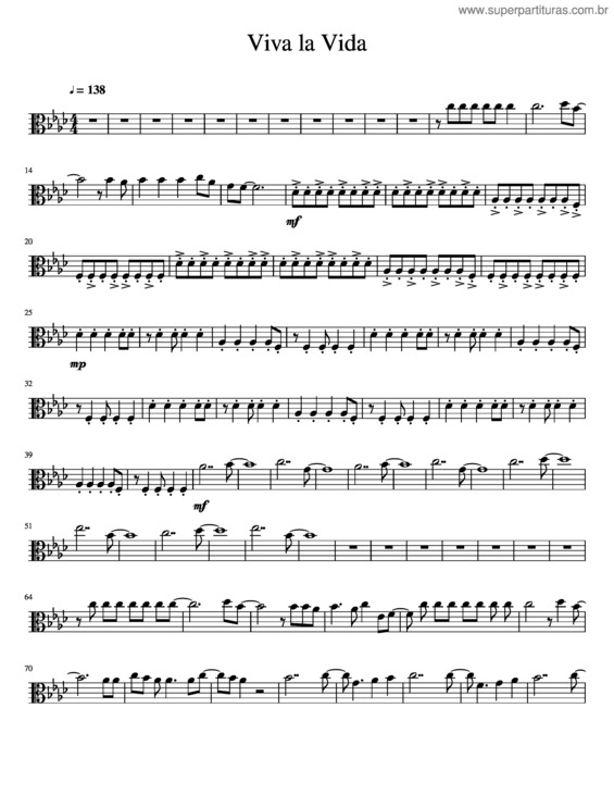 Partitura da música Viva La Vida Viola 2