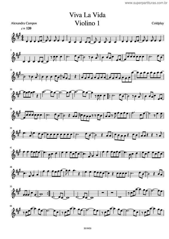 Partitura da música Viva La Vida Violino 1