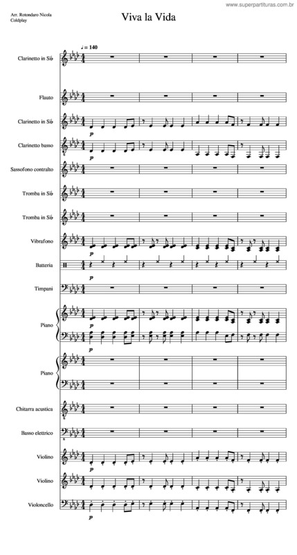 Partitura da música Viva La Vida Violon 3