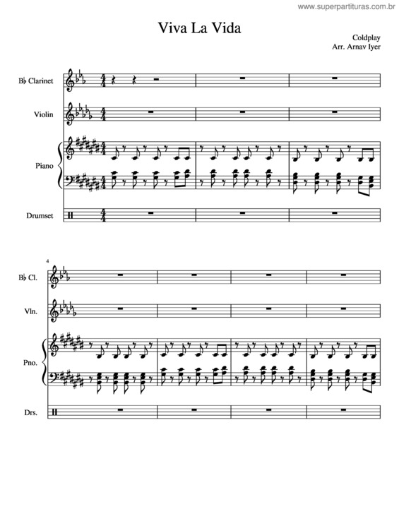 Partitura da música Viva La Vida Wip