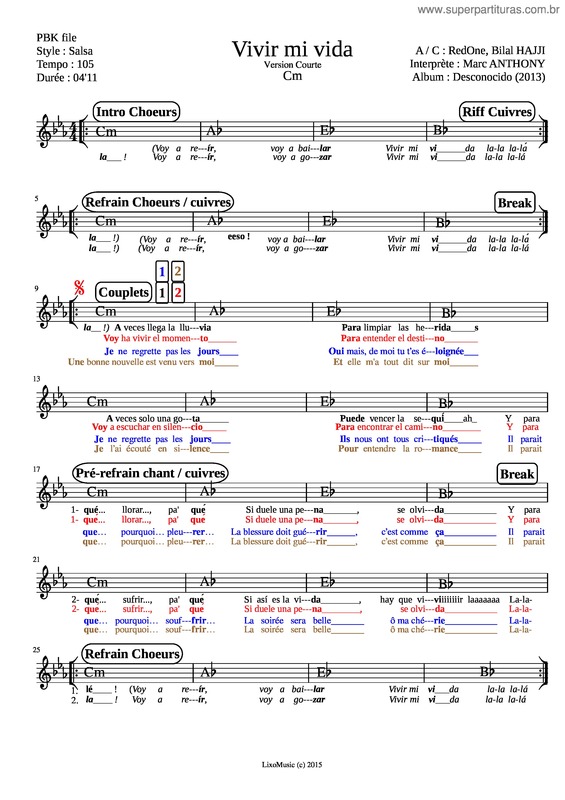 Partitura da música Vivir Mi Vida v.4