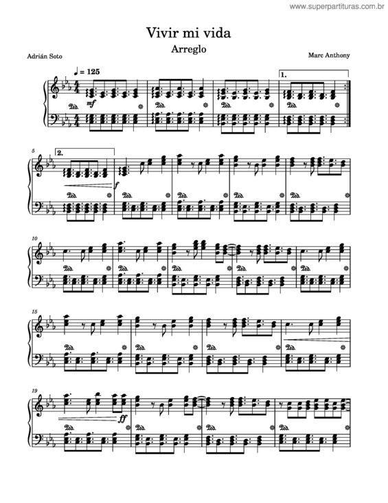 Partitura da música Vivir Mi Vida v.6