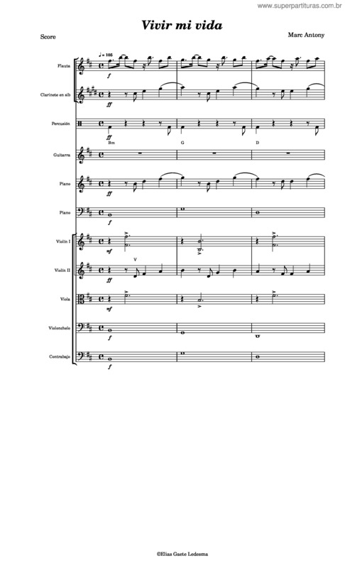 Partitura da música Vivir Mi Vida v.7