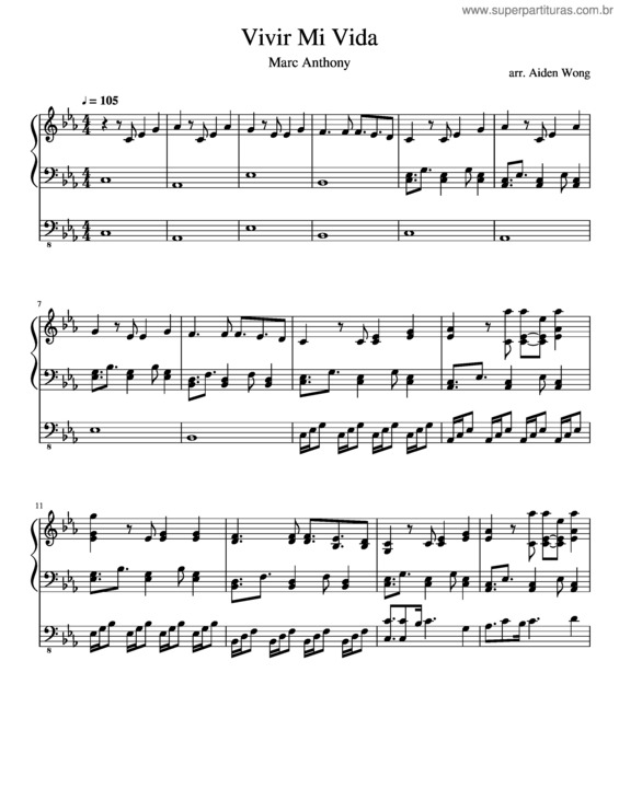 Partitura da música Vivir Mi Vida