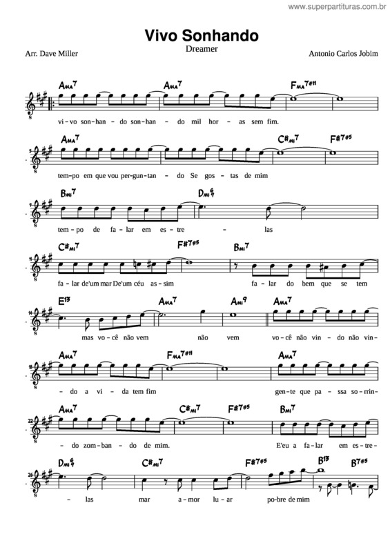 Partitura da música Vivo Sonhando v.9