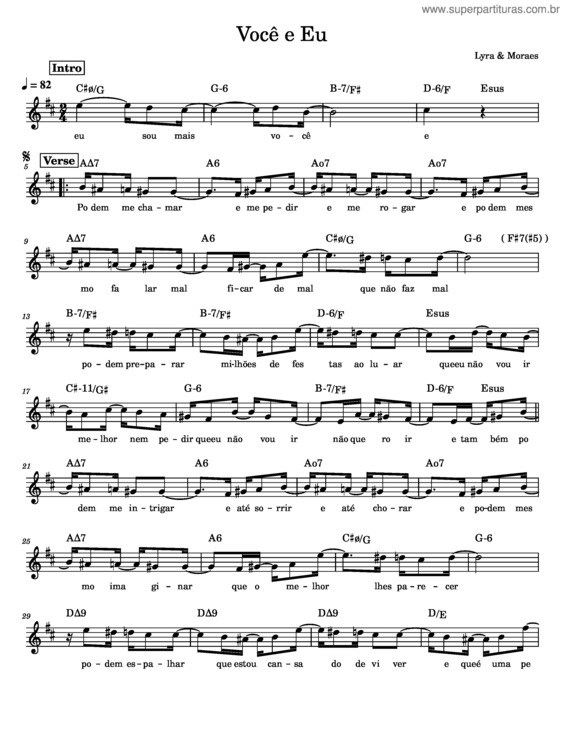 Partitura da música Voce E Eu v.5