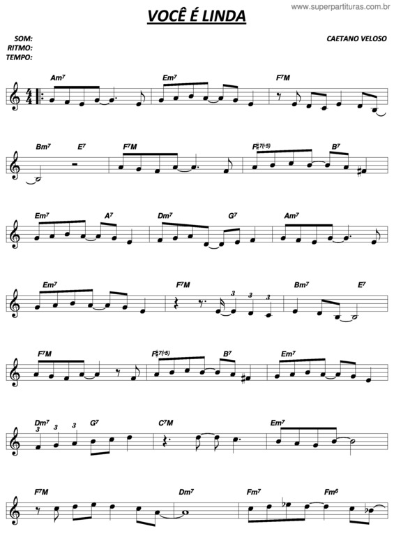 Partitura da música Você É Linda v.11