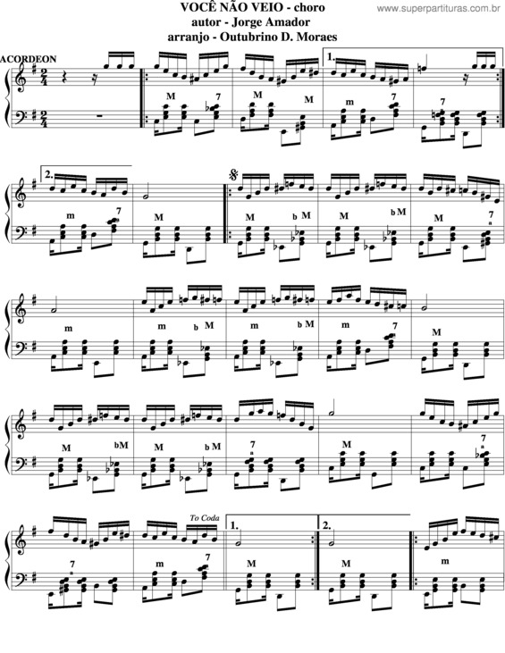 Partitura da música Você Não Veio v.2