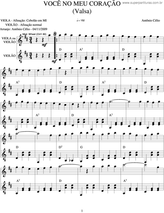 Partitura da música Você No Meu Coração