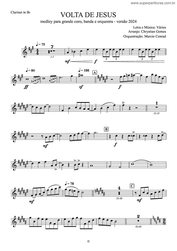 Partitura da música Volta De Jesus