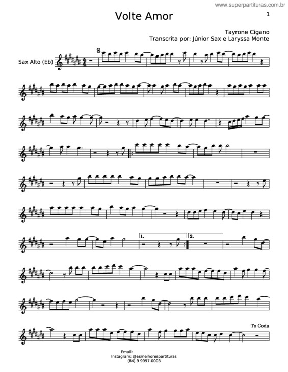 Partitura da música Volte Amor