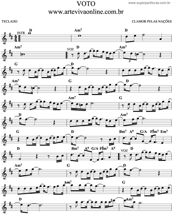 Partitura da música Voto