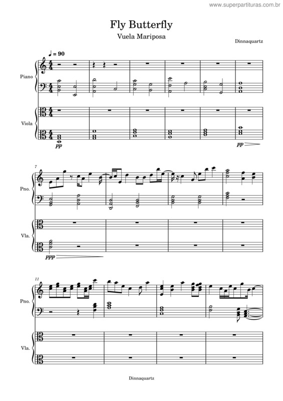 Partitura da música Vuela Mariposa/Fly Butterfly