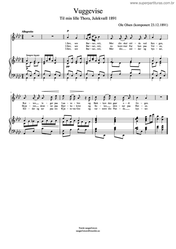 Partitura da música Vuggevise