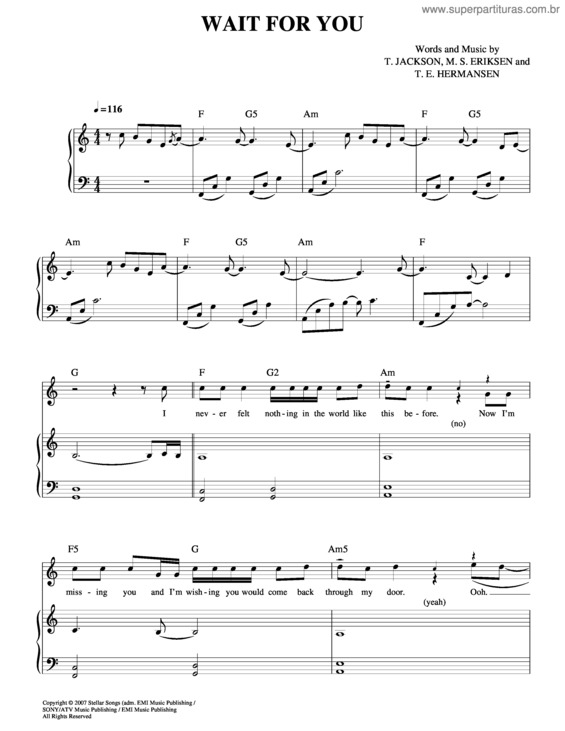 Partitura da música Wait For You v.2