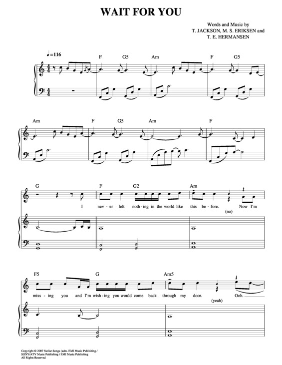 Partitura da música Wait For You v.3