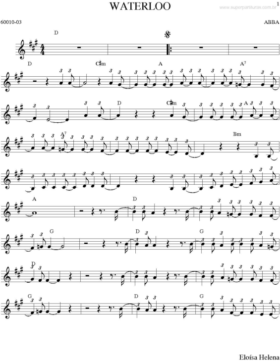 Partitura da música Waterloo