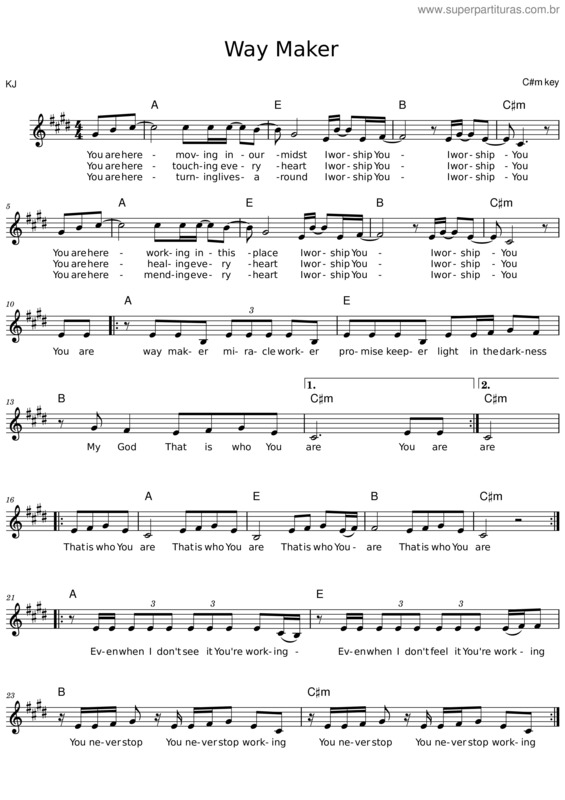 Partitura da música Way Maker