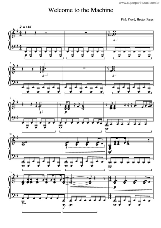 Partitura da música Welcome To The Machine v.5