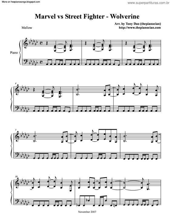 Partitura da música Wolverine