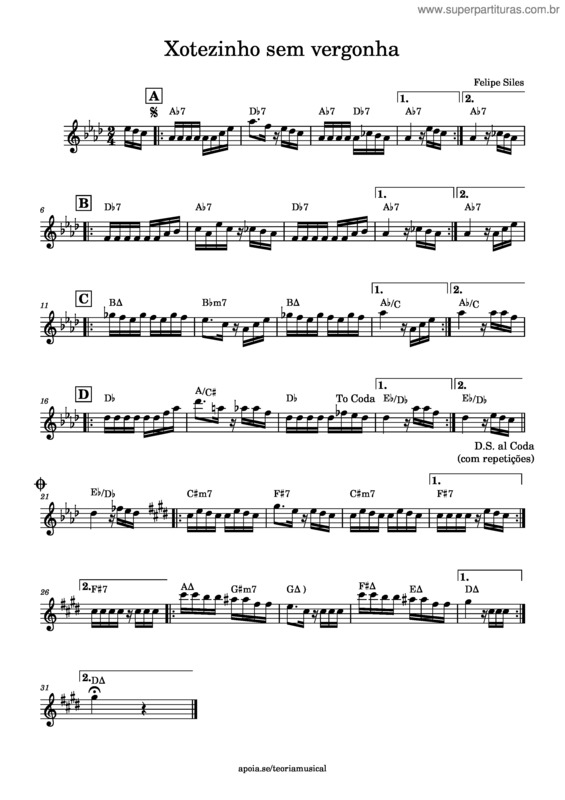 Partitura da música Xotezinho Sem Vergonha