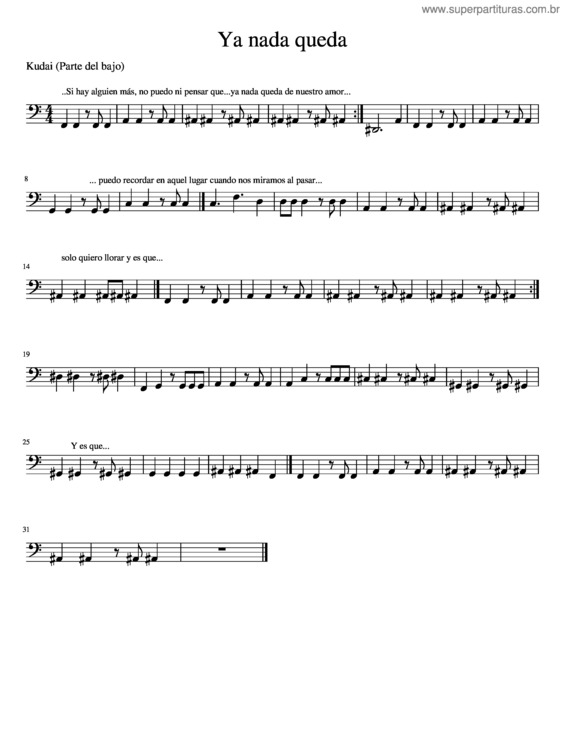 Partitura da música Ya Nada Queda v.2