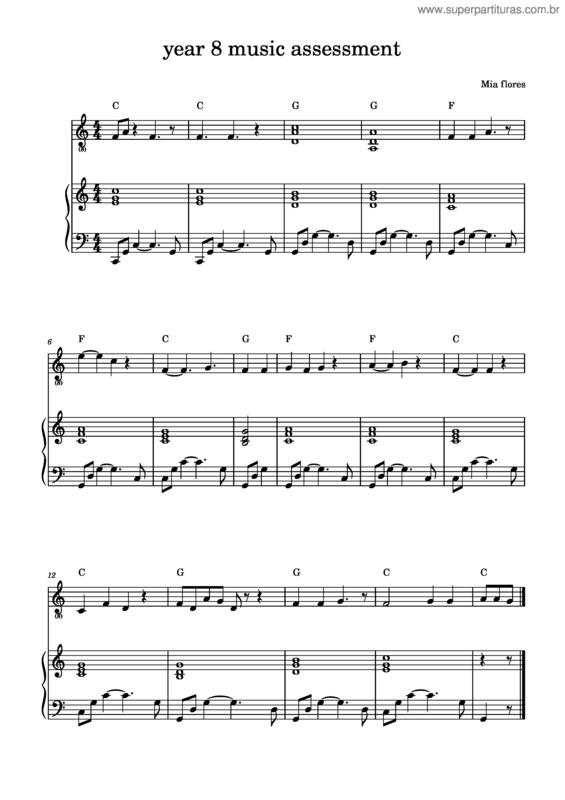 Partitura da música Year_8_Music_Assessment Mia Flores