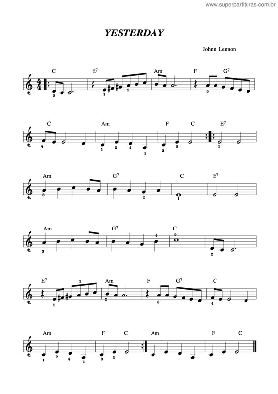 Partitura da música Yesterday v.32