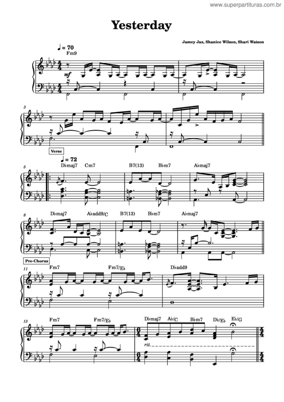 Partitura da música Yesterday v.35