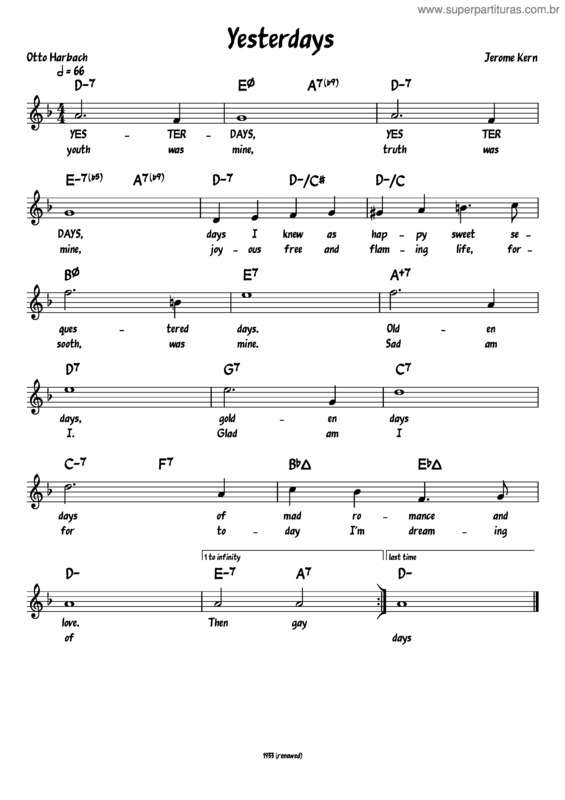 Partitura da música Yesterdays v.4