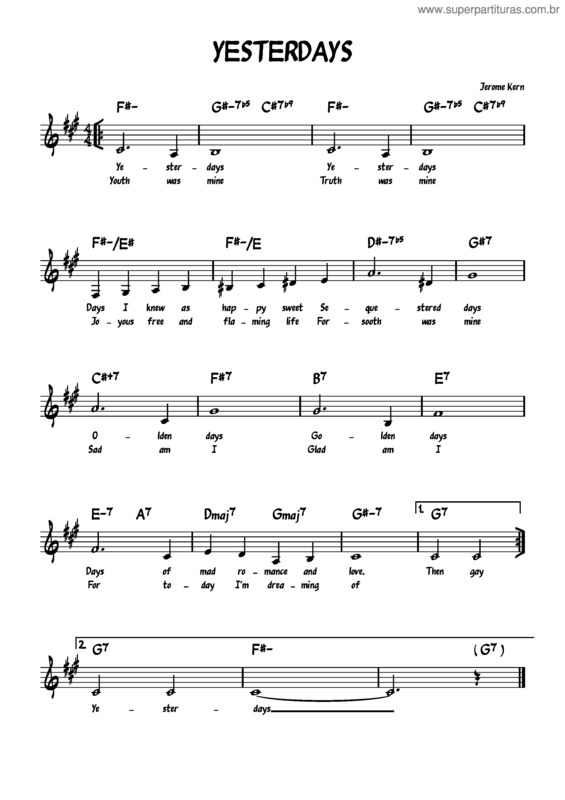 Partitura da música Yesterdays v.5