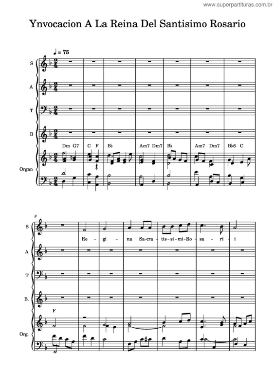 Partitura da música Ynvocación A La Reina Del Santísimo Rosario